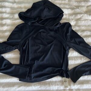 Aerie Black Women's Hooded Top
